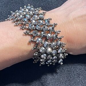 Dazzling Silver & Black Crystal Bracelet